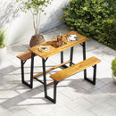 Patio Picnic Table Bench Set with Acacia Wood Tabletop and Benchtop by LJGDeals