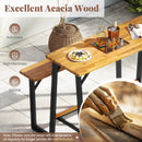 Patio Picnic Table Bench Set with Acacia Wood Tabletop and Benchtop by LJGDeals