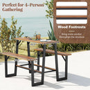 Patio Picnic Table Bench Set with Acacia Wood Tabletop and Benchtop by LJGDeals