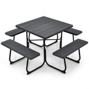 Outdoor Picnic Table with 4 Benches and Umbrella Hole by LJGDeals