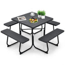 Outdoor Picnic Table with 4 Benches and Umbrella Hole by LJGDeals