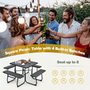 Outdoor Picnic Table with 4 Benches and Umbrella Hole by LJGDeals