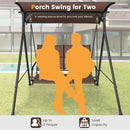 2 Person Porch Swing with Adjustable Canopy and Padded Seat-Brown by LJGDeals