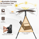 2 Person Porch Swing with Adjustable Canopy and Padded Seat-Brown by LJGDeals