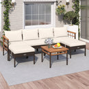 Patio Rattan Chairs with Ottomans and Side Table for Backyard-White by LJGDeals