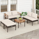 Patio Rattan Chairs with Ottomans and Side Table for Backyard-White by LJGDeals