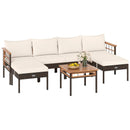 Patio Rattan Chairs with Ottomans and Side Table for Backyard-White by LJGDeals