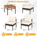 Patio Rattan Chairs with Ottomans and Side Table for Backyard-White by LJGDeals
