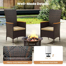 Patio Rattan Chairs Set of 2 Outdoor Wicker Dining Chairs with High Backrest-Beige by LJGDeals