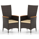 Patio Rattan Chairs Set of 2 Outdoor Wicker Dining Chairs with High Backrest-Beige by LJGDeals