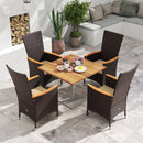 Patio Rattan Chairs Set of 2 Outdoor Wicker Dining Chairs with High Backrest-Beige