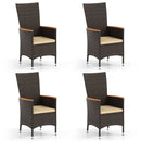 Patio Rattan Chairs Set of 4 Outdoor Wicker Dining Chairs with High Backrest-Beige by LJGDeals