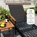 Patio Rattan Chaise Lounge with Side Table and Adjustable Backrest-Beige by LJGDeals