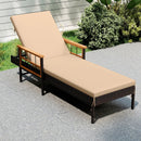 Patio Rattan Chaise Lounge with 4-Level Adjustable Backrest-Beige by LJGDeals