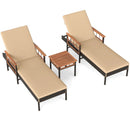 Patio Rattan Chaise Lounge with 4-Level Adjustable Backrest-Beige by LJGDeals