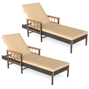 Patio Rattan Chaise Lounge with 4-Level Adjustable Backrest-Beige by LJGDeals