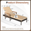 Patio Rattan Chaise Lounge with 4-Level Adjustable Backrest-Beige by LJGDeals