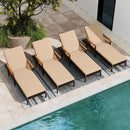 Patio Rattan Chaise Lounge with 4-Level Adjustable Backrest-Beige by LJGDeals