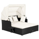 Patio Rattan Daybed with Retractable Canopy and Side Tables by LJGDeals