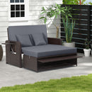 Outdoor Rattan Daybed with Adjustable Backrest & Ottoman
