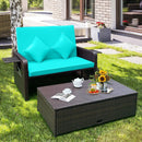 Outdoor Rattan Daybed with 4-Position Adjustable Backrest by LJGDeals