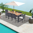 9 Pieces Patio Rattan Dining Set with Acacia Wood Table for Backyard Garden by LJGDeals