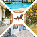 Patio Rattan Folding Lounge Chair with Acacia Wooden Frame Retractable Footrest Set of 2 by LJGDeals
