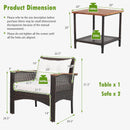 3 Pieces Patio Rattan Furniture Set with Acacia Wood Tabletop by LJGDeals