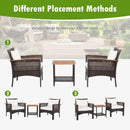 3 Pieces Patio Rattan Furniture Set with Acacia Wood Tabletop by LJGDeals