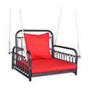 Patio Rattan Porch Swing Hammock Chair with Seat Cushion-Red by LJGDeals