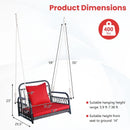 Patio Rattan Porch Swing Hammock Chair with Seat Cushion-Red by LJGDeals
