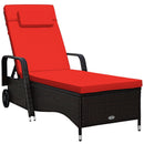 Outdoor Recliner Cushioned Chaise Lounge with Adjustable Backrest