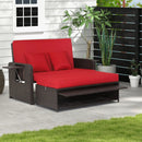 Patio Rattan Daybed with 4-Level Adjustable Backrest by LJGDeals