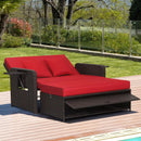Patio Rattan Daybed with 4-Level Adjustable Backrest by DirectDeals