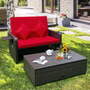 Patio Rattan Daybed with 4-Level Adjustable Backrest by LJGDeals