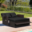 Outdoor Rattan Daybed with 4-Position Adjustable Backrest by LJGDeals