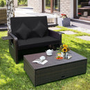 Outdoor Rattan Daybed with 4-Position Adjustable Backrest by DirectDeals