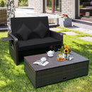 Outdoor Rattan Daybed with 4-Position Adjustable Backrest by LJGDeals