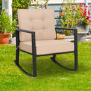 Rattan Rocking Chair with Cushion for Patio & Garden by DirectDeals