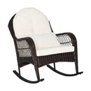 Patio Rattan Rocking Chair with Seat Back Cushions and Waist Pillow by LJGDeals