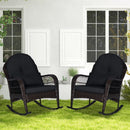 Patio Rattan Rocking Chair with Seat Back Cushions and Waist Pillow by LJGDeals