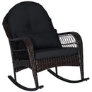 Patio Rattan Rocking Chair with Seat Back Cushions and Waist Pillow by LJGDeals