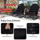 Patio Rattan Rocking Chair with Seat Back Cushions and Waist Pillow by LJGDeals