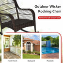 Patio Rattan Rocking Chair with Seat Back Cushions and Waist Pillow by LJGDeals