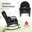 Patio Rattan Rocking Chair with Seat Back Cushions and Waist Pillow by LJGDeals