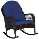 Patio Rattan Rocking Chair with Seat Back Cushions and Waist Pillow by LJGDeals