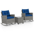 Patio Rattan Roker Chairs with Tempered Glass Table and Soft Cushions for Backyard Poolside Porch by LJGDeals