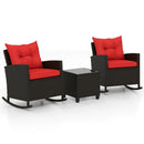 Patio Rattan Roker Chairs with Tempered Glass Table and Soft Cushions for Backyard Poolside Porch by LJGDeals