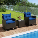 Patio Rattan Roker Chairs with Tempered Glass Table and Soft Cushions for Backyard Poolside Porch by LJGDeals