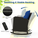 Patio Rattan Roker Chairs with Tempered Glass Table and Soft Cushions for Backyard Poolside Porch by LJGDeals
